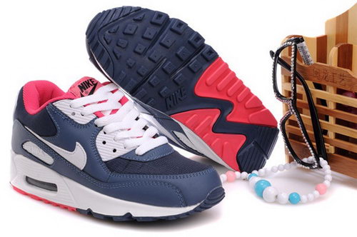 Air Max 90 Womenss Shoes Blue White Red Discount Code